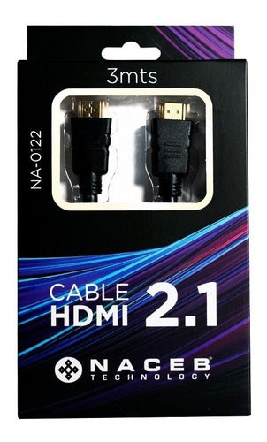 Naceb Tenhnology Cable Hdmi 2.1 Hdr Na-0122 Dolby Vision Compatible 3 Metros Color Negro