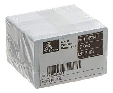 100 Tarjetas Pvc Zebra 104523-111 Cr80 30 Milesimas