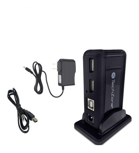 Techzone Hub Usb 2.0 7 Puertos Usb 2.0 Hembra 480mbit Negro