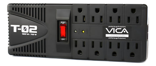 Regulador Vica T-02, 300j, 700w, Entrada 127v, 8 Contactos