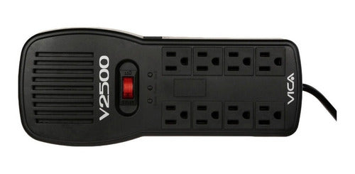 Regulador Vica V2500, 2500va, 300j, Entrada 100-127v, Negro