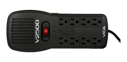 Regulador Vica V2500, 2500va, 300j, Entrada 100-127v, Negro