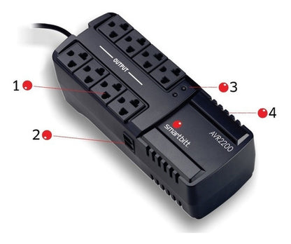Regulador De Energía Smartbitt Prot Descargas 8 Cont 2200va