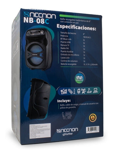 Bocina Necnon Nb-08c Con Bluetooth Negra 100v/240v