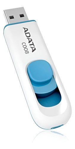 ADATA 64 GB Memoria Flash USB 2.0 Deslizable Color Blanco con Azul (Modelo C008)