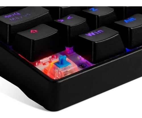 Teclado Gamer Mecanico Game Factor Switch Azul Rgb Usb Negro