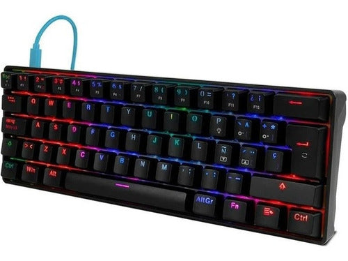 Teclado Gamer Mecanico Game Factor Switch Azul Rgb Usb Negro