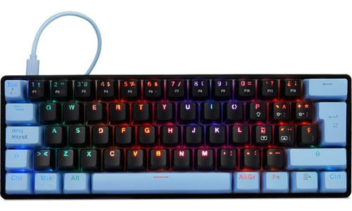 Teclado Gamer Mecanico Game Factor Switch Azul Rgb Usb Negro