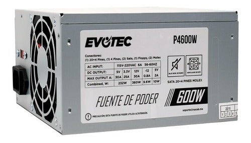 Gabinete Compacto Evotec Bassu Ev-1014 Fuente 600 Watts
