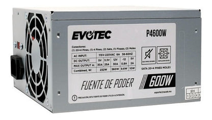 Gabinete Compacto Evotec Bassu Ev-1014 Fuente 600 Watts