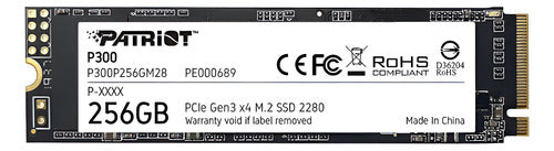 Disco Solido Ssd 256gb Patriot P300 M.2 Nvme Pcie P300p256gm