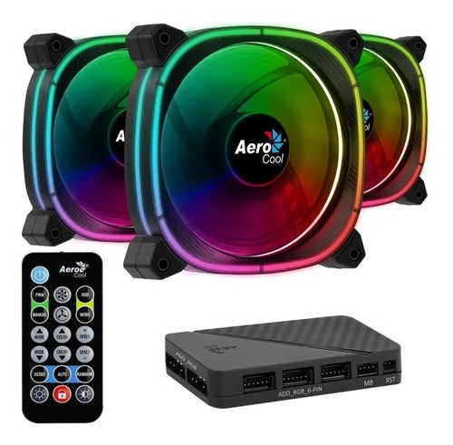 Kit 3 Ventiladores Gamer Aerocool Astro 12 Pro Rgb 120mm
