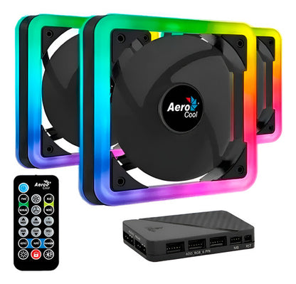 Kit 3 Ventiladores Aerocool Edge 14 Pro Argb 140mm Control