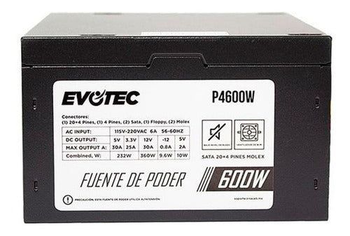 Gabinete Evotec Slim Viena Micro Atx Fuente 600w Ev-1011