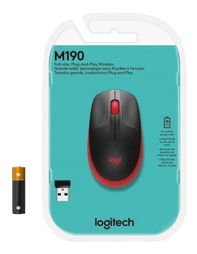 Mouse Logitech M190 Inalámbrico Óptico Usb Rojo 910-005904