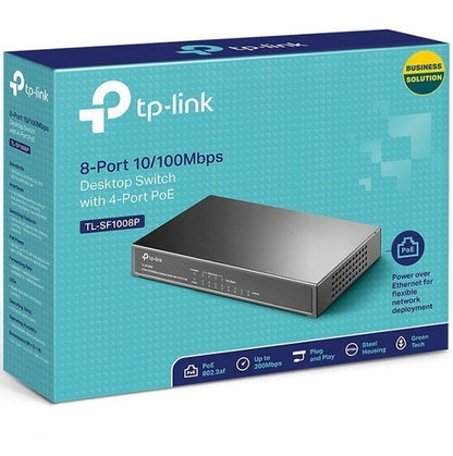 Switch 8 Puertos Tp-link Tl-sf1008p Poe Escritorio 10/100mbp