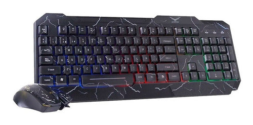 Kit Teclado Mouse Gamer Rgb Led Multimedia Naceb Usb Español