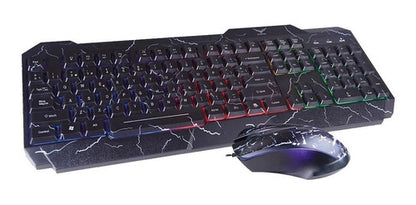 Kit Teclado Mouse Gamer Rgb Led Multimedia Naceb Usb Español