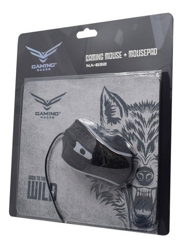 Kit Mouse Gamer Óptico Usb Alambrico Mouse Pad Naceb Na-632