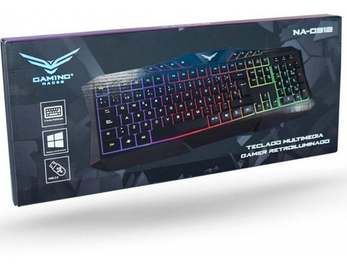 Teclado Gamer Pc Laptop Led Rgb Multimedia Naceb Ergonomico Alambrico Usb Español