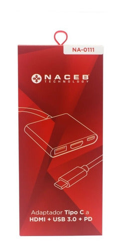 Naceb Hub Usb 3.0 Macho Usb 3.2 Hdmi Usb C Hembra Grisblanco