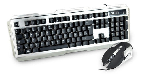 Kit Gamer De Teclado Mouse Naceb Na-0911 Alámbrico Usb Gris