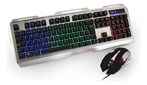 Kit Gamer De Teclado Mouse Naceb Na-0911 Alámbrico Usb Gris
