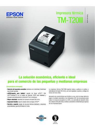 Epson Impresora Térmica Readyprint Tm-t20iii-002 Ethernet