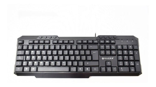 Kit Teclado Mouse Naceb Ergonomico Alambrico Usb Optico, Esp