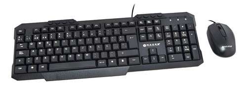 Kit Teclado Mouse Naceb Ergonomico Alambrico Usb Optico, Esp