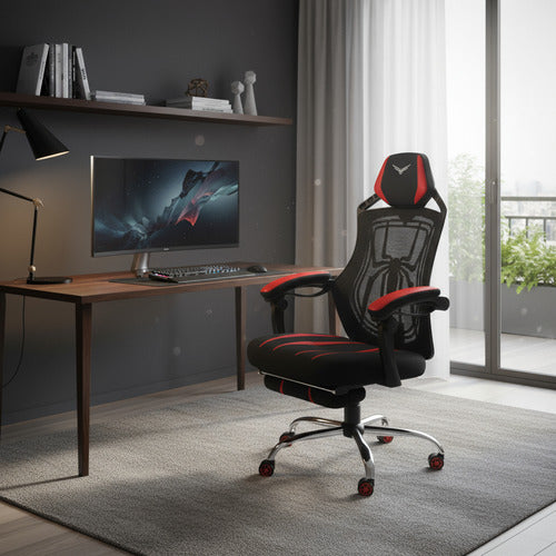 Silla Gamer Naceb Na-0928 Spider Con Reposa Piernas Plegable