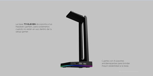 Base Para Headset, Naceb T11 Eleven Rgb, Usb X2- 3.5mm X1