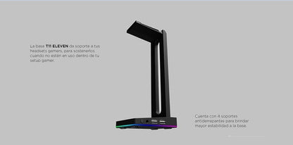 Base Para Headset, Naceb T11 Eleven Rgb, Usb X2- 3.5mm X1