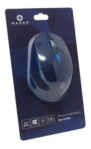 Mouse Naceb Óptico Inalámbrico, Usb, 1600dpi, Azul