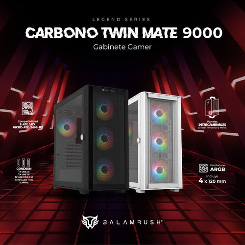 Gabinete Gamer Balam Rush Full Torre E-atx Carbono Twin Mate
