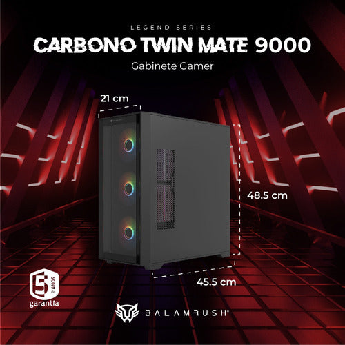 Gabinete Gamer Balam Rush Full Torre E-atx Carbono Twin Mate