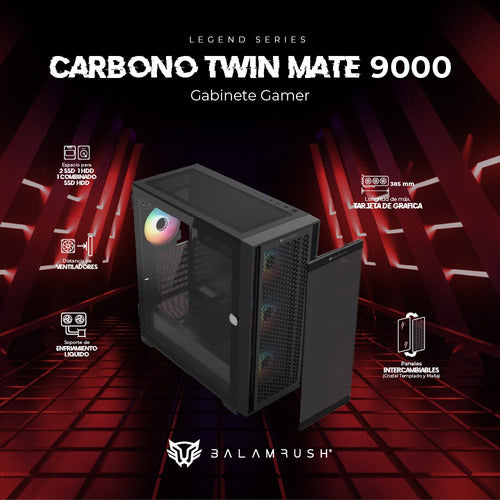 Gabinete Gamer Balam Rush Full Torre E-atx Carbono Twin Mate