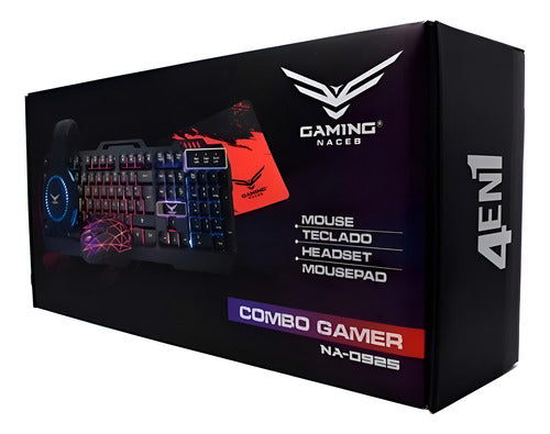 Kit Gamer Naceb 4 En 1 Teclado Mouse Audifonos Mousepad
