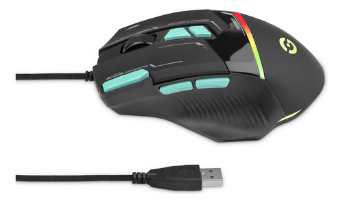 Mouse Gamer Getttech Alámbrico Dpi 7200 8 Botones  Rgb