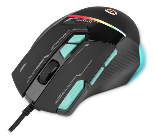 Mouse Gamer Getttech Alámbrico Dpi 7200 8 Botones  Rgb