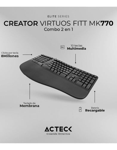Kit De Teclado Y Mouse Acteck Virtuos Fitt Mk770 Inalámbrico