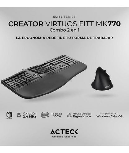Kit De Teclado Y Mouse Acteck Virtuos Fitt Mk770 Inalámbrico