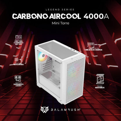 Gabinete Gamer Rush Balam Mini Torre M-atx Carbono Aircool