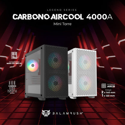 Gabinete Gamer Rush Balam Mini Torre M-atx Carbono Aircool
