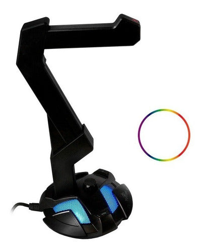 Yeyian Base Para Audífonos Overpower Rgb 2x Usb 3.5mm Negro