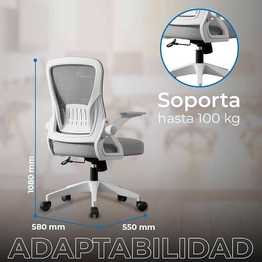 Acteck Silla Flux Core Ec303 Respaldo Malla Reposabrazos Gri Gris Malla