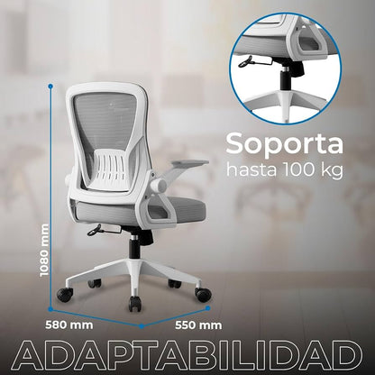 Acteck Silla Flux Core Ec303 Respaldo Malla Reposabrazos Gri Gris Malla