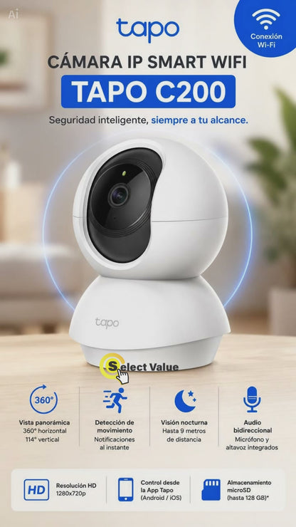 Tp-link Cámara Ip Smart Wifi Tapo C200 Inalámbrico 1280x720p